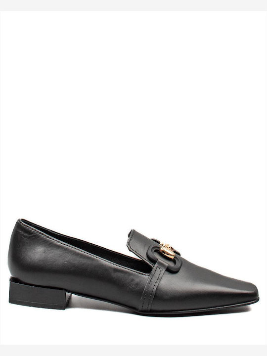 Δερμάτινα Γυναικεία Loafers σε Μαύρο Χρώμα