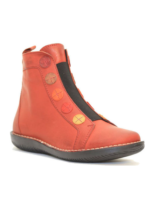 Leder Stiefeletten Damen Orange