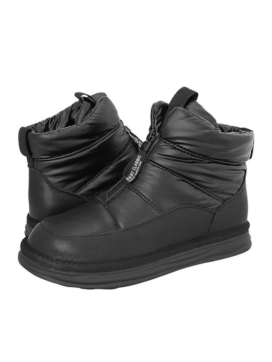 Leder Stiefeletten Damen mit Pelz Schwarz