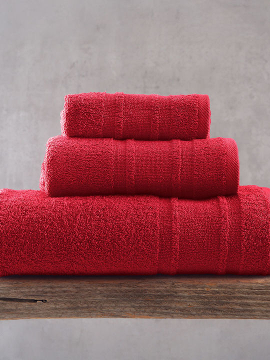 Rythmos Bath Towel Set 3pcs Laura Red Weight 50...