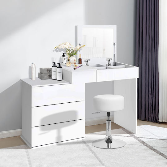 Wooden Makeup Dressing Table White with Mirror 117.5x78x45cm