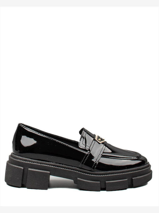 Leather Women's Loafers in Black Color