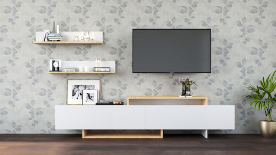 Wohnzimmer TV-Einheit Kaleo White/Natural L200xB33xH61cm