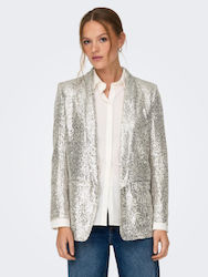 Only Women's Blazer Silver with Sequins