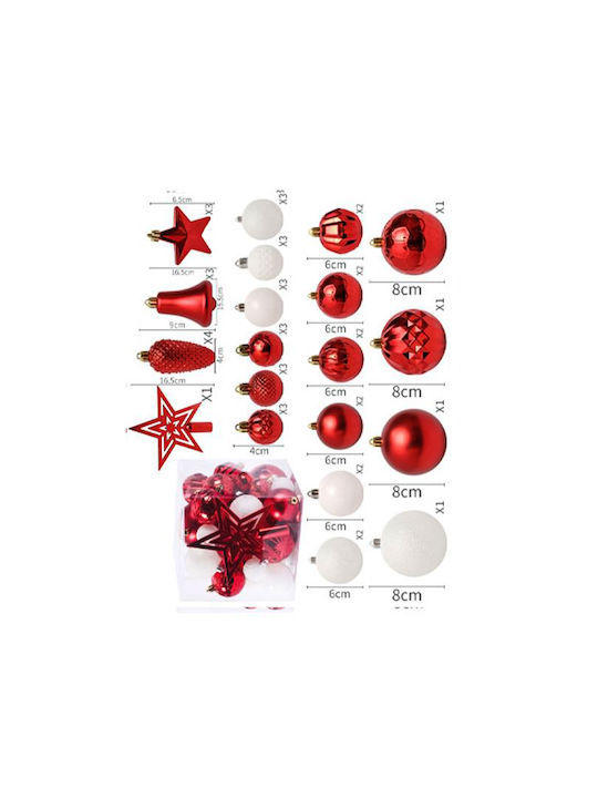 Christmas Ball Ornament Red 45pcs