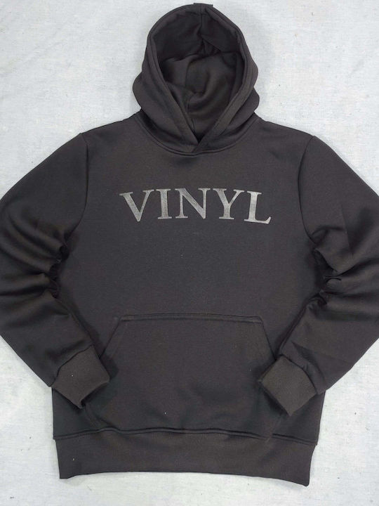 Vinyl Art Clothing Ανδρικό Φούτερ με Κουκούλα Μαύρο