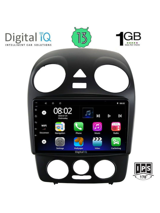 Digital IQ Auto-Audiosystem für Volkswagen Käfer 2004-2011 (Bluetooth/USB/WiFi/GPS/Apple-Carplay/Android-Auto) mit Touchscreen 9"