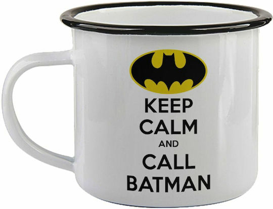 Koupakoupa Keep Calm & Call Becher Emaille Weiß 340ml