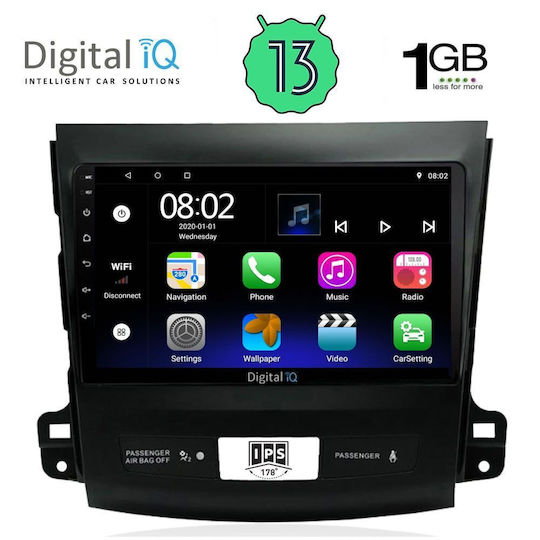 Digital IQ Ηχοσύστημα Αυτοκινήτου για Peugeot 4007 Mitsubishi Outlander Citroen C-Crosser 2006-2012 (Bluetooth/USB/WiFi/GPS/Apple-Carplay/Android-Auto) με Οθόνη Αφής 9"