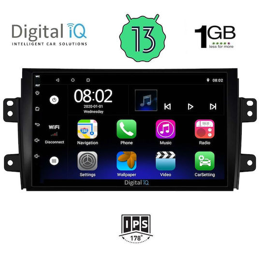 Digital IQ Sistem Audio Auto pentru Fiat Sedici Suzuki SX4 2005-2013 (Bluetooth/USB/WiFi/GPS/Apple-Carplay/Android-Auto) cu Ecran Tactil 9"
