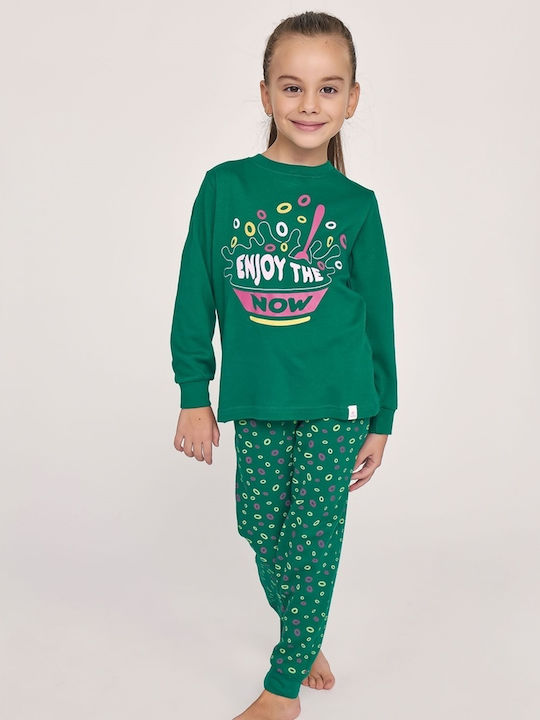 Muydemi Set Top & Bottom Kids Cotton Pyjamas Green