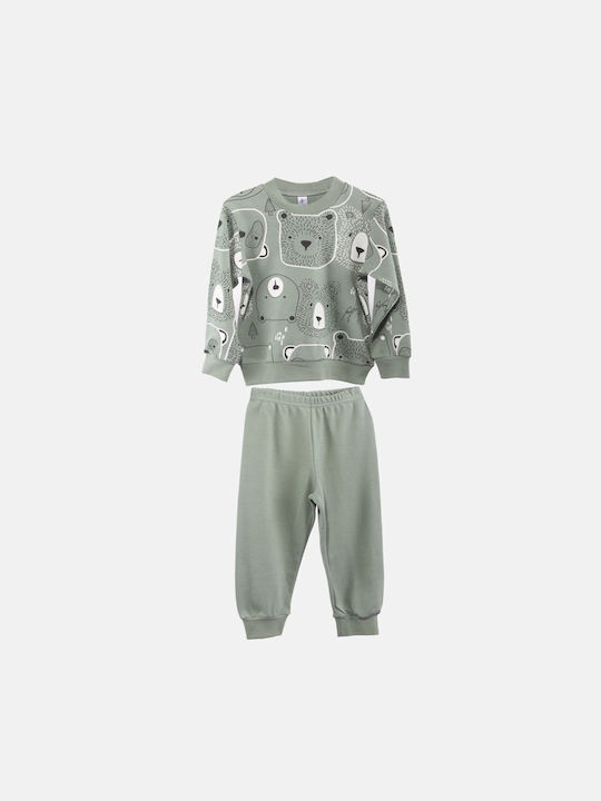 Dreams Set Top & Bottom Kids Cotton Pyjamas Khaki