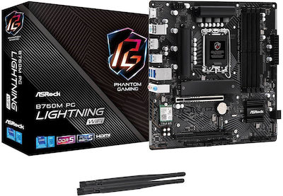 ASRock B760M PG Lightning WiFi Mainboard Micro ATX mit Intel 1700 Sockel