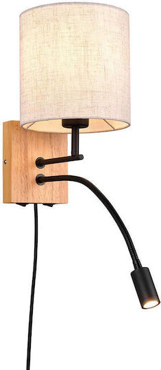 Trio Lighting Modern Lumină de Perete cu Priză cu Soclu E27 și Comutator Negru 18x18cm