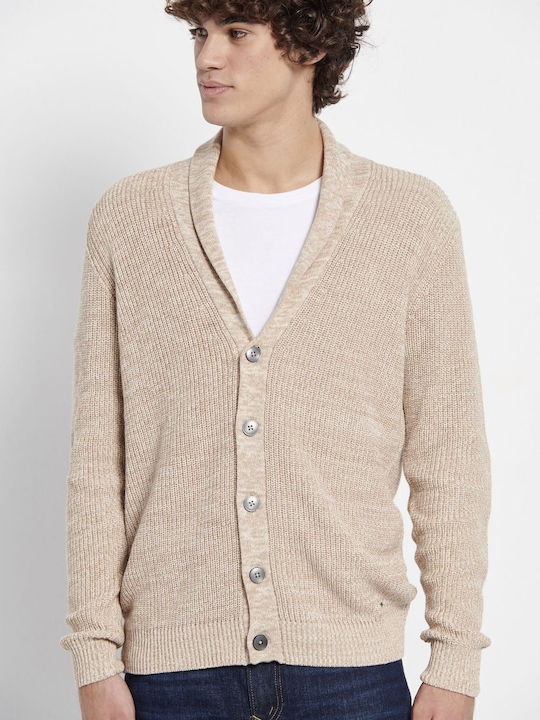 Funky Buddha Men's Cardigan with Buttons Beige