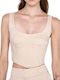 Ale - The Non Usual Casual Women's Corset Blouse Sleeveless Beige