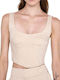 Ale - The Non Usual Casual Damen Korsett Bluse Ärmellos Beige