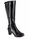 Anatomic Synthetic Leather Medium Heel Women's Boots with Zipper Black