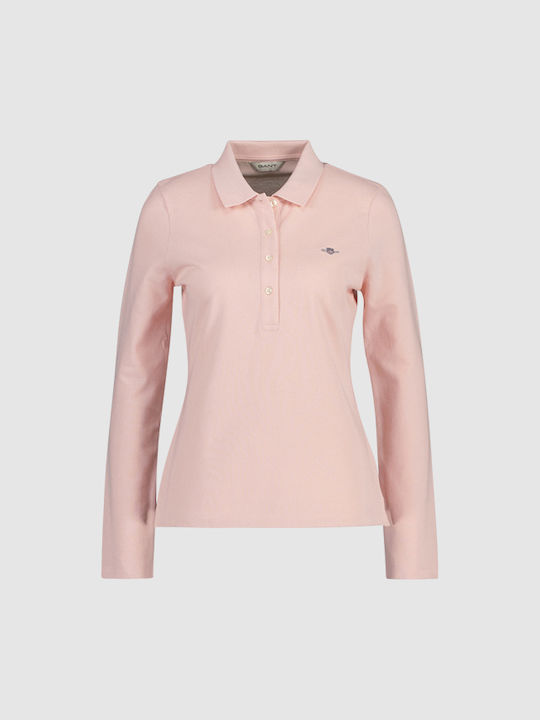 Gant Γυναικεία Polo Μπλούζα Μακρυμάνικη Ροζ