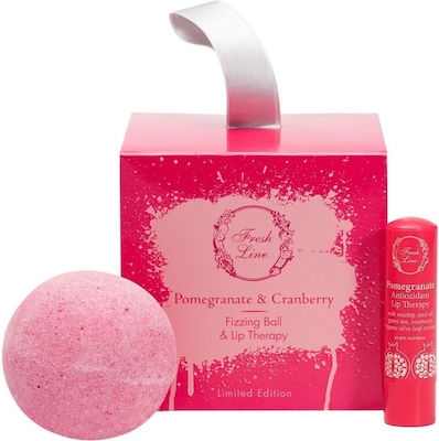 Fresh Line Pomegranate & Cranberry Skin Care Set with Lip Balm & Bath Salts