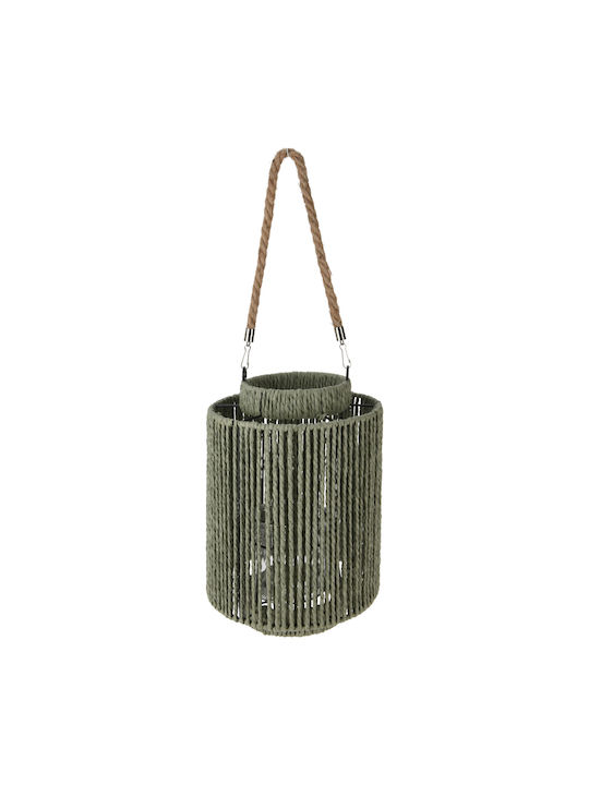 Rope Lantern Green 22x32cm