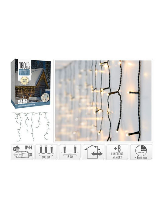 180 Lichterketten LED 6m. x 52cm Warmes Weiß Typ Vorhang 1Stück