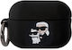 Karl Lagerfeld 3D Logo NFT Karl's Head Θήκη Σιλικόνης με Γάντζο σε Μαύρο χρώμα για Apple AirPods Pro 2