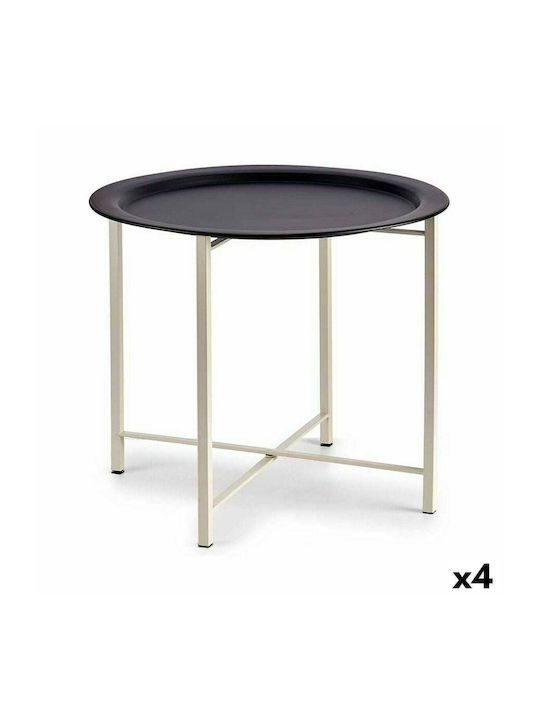 Round Metal Side Table Λευκό Μαύρο L52xW52xH44cm