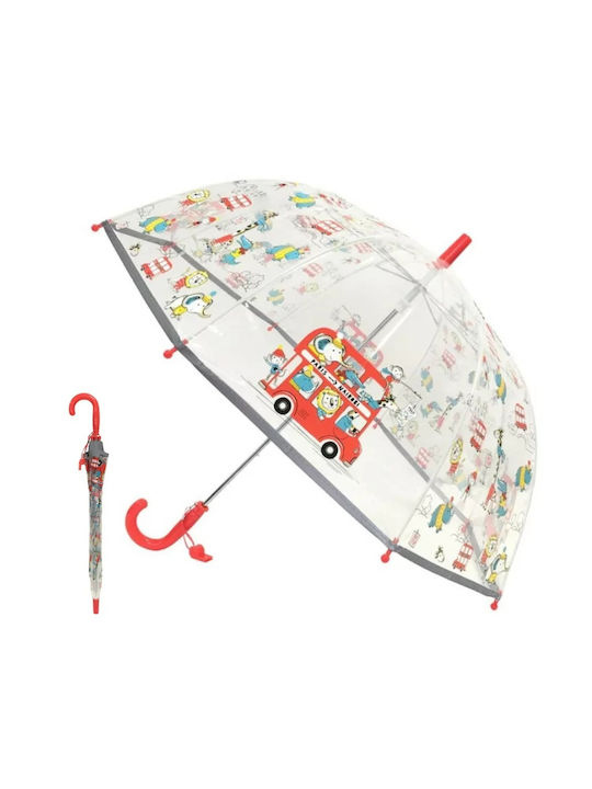 Kids Curved Handle Umbrella with Diameter 71cm Transparent