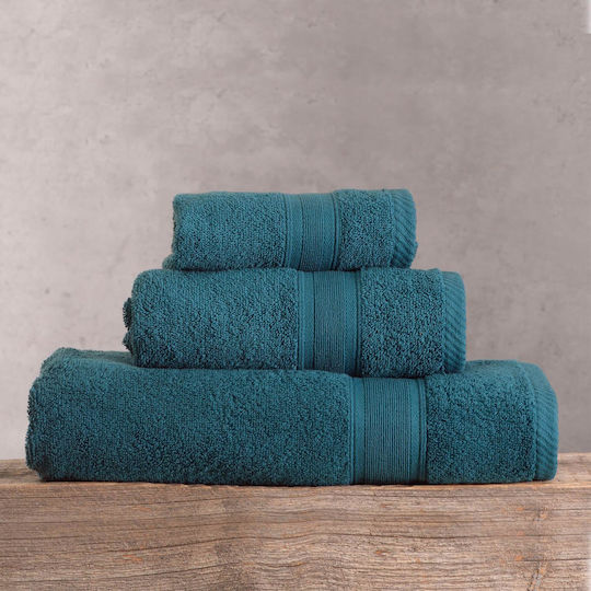 Rythmos Bath Towel Set 3pcs Ilussion Petrol Blue Weight 480gr/m²
