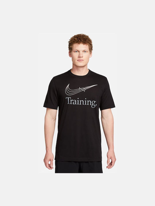 Nike Ανδρικό Αθλητικό T-shirt Κοντομάνικο Dri-Fit Μαύρο