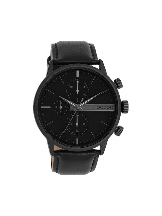 Oozoo Timepieces Ρολόι Μπαταρίας με Μαύρο Δερμάτινο Λουράκι