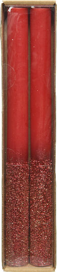 Kaemingk Christmas Metallic Red Candle 25x2.5cm 2pcs