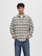 Selected Men's Shirt Overshirt Long Sleeve Checked Light Blue