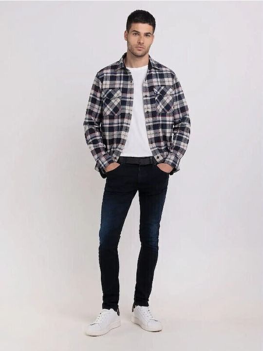 Long Sleeve Cotton Overshirt in Regular Fit Multicolour