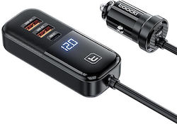 Toocki Încărcător Auto cu Porturi 2xUSB-A 2xType-C