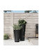 vidaXL Kunststoff-Blumentopf Anthrazit mit Untersetzer 29,5x52cm