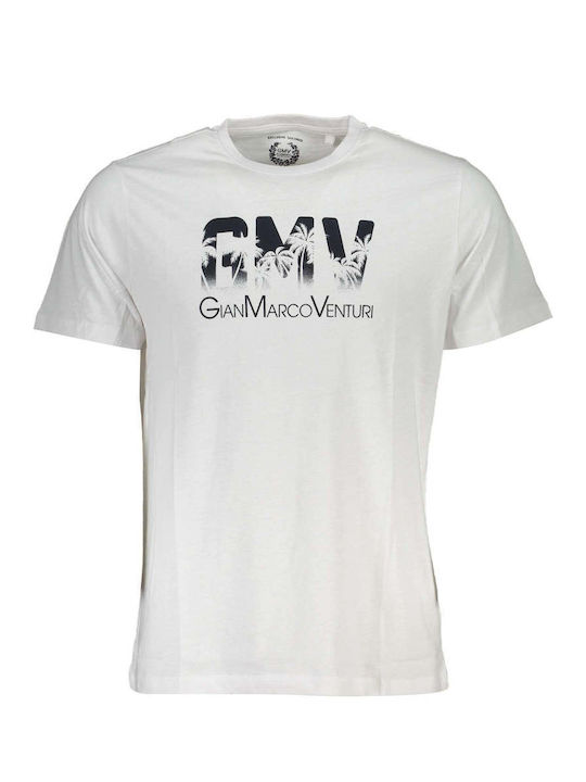 Gian Marco Venturi Herren T-Shirt Kurzarm Ausschnitt mit Reißverschluss Weiß