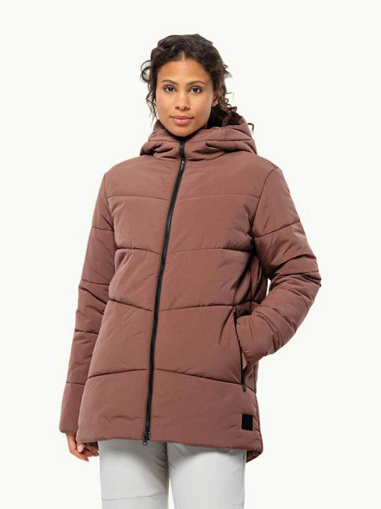 Jack Wolfskin Κοντό Γυναικείο Puffer Μπουφάν για Χειμώνα Ροζ