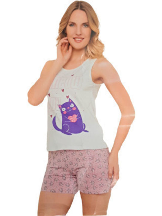 Kal-tsa Winter Damen Pyjama-Oberteil Weiß