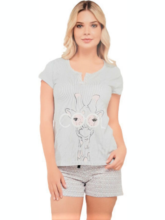 Kal-tsa Winter Damen Pyjama-Oberteil Weiß