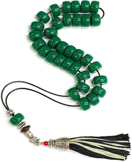 Roloi Komboloi Worry Beads din Resin de lungime 34buc Green