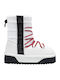 Synthetic Leather Medium Heel Snow Boots with Laces & Fur Nordic V.2 White