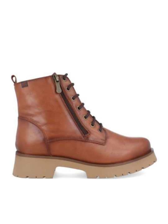 Leder Stiefeletten Damen Tabac Braun