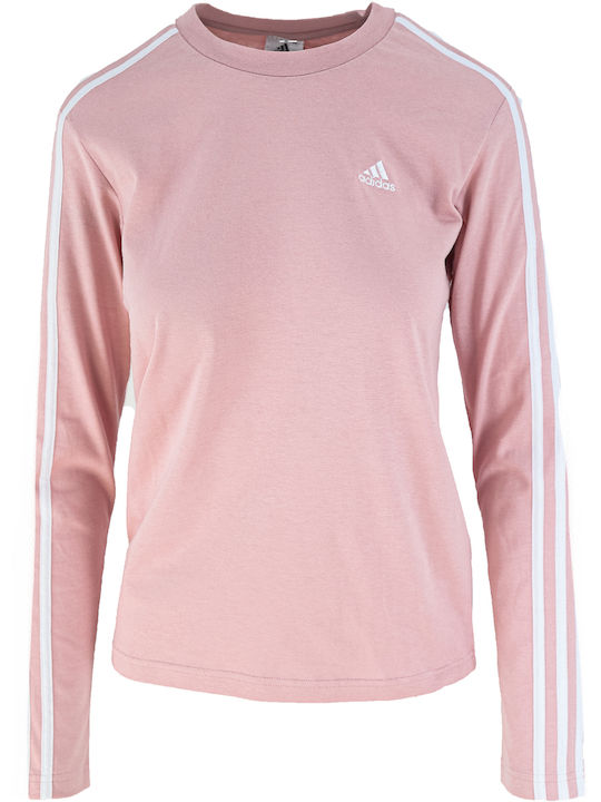 Adidas Γυναικεία Αθλητική Μπλούζα Μακρυμάνικη Ροζ