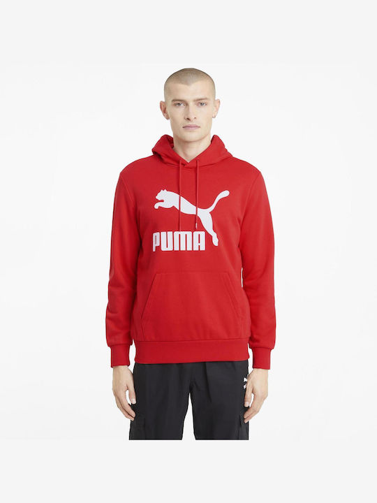 Puma Men's Sweatshirt with Hood and Pockets Red