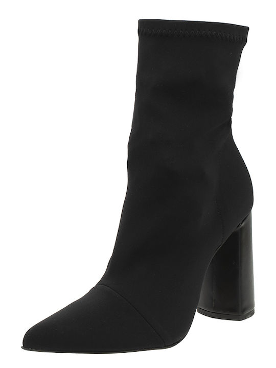 Damen Chelsea Stiefeletten mit hohem Absatz Schwarz