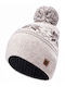 Pom Pom Beanie Unisex Σκούφος Πλεκτός σε Λευκό χρώμα