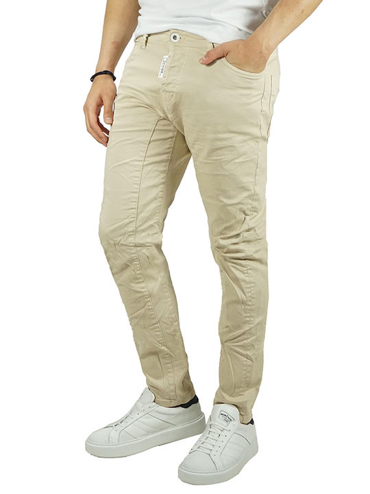 Cover Jeans Ανδρικό Παντελόνι Ελαστικό σε Skinny Εφαρμογή Μπεζ