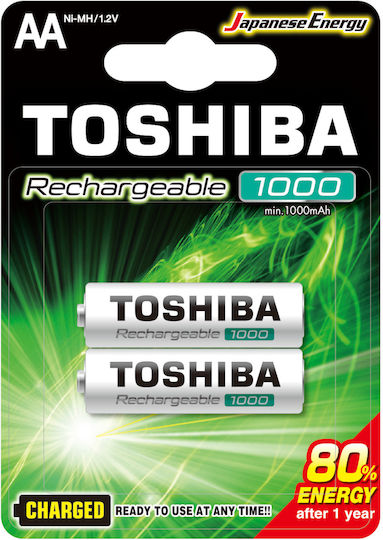 Toshiba Rechargeable Battery AA Ni-MH 1000mAh 1.2V 2pcs